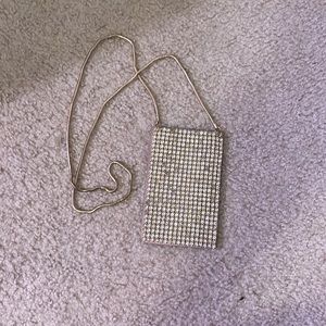 Pink rhinestone phone pouch